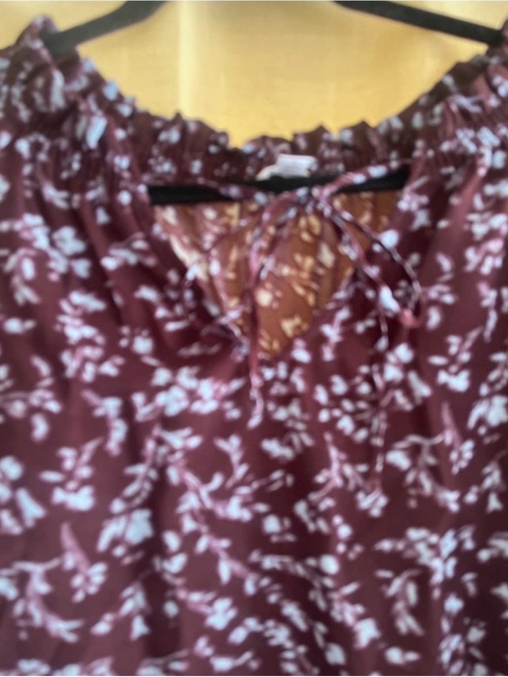 Time and Tru Burgundy Floral Long-Sleeve Blouse - Picture 4 of 4